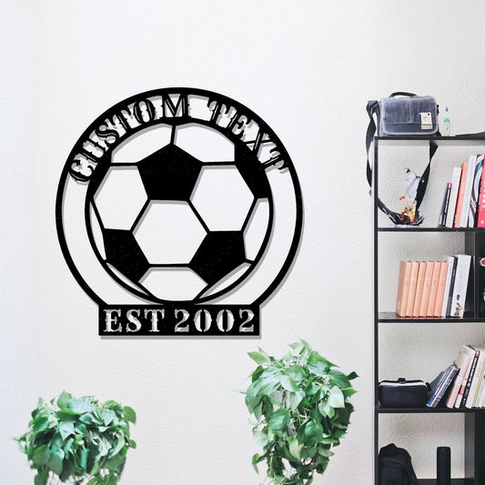 Personalized soccer metal sign, custom soccer name metal sign/World Cup gift/gift for him/metal wall art/LED light-emitting soccer wallsconce