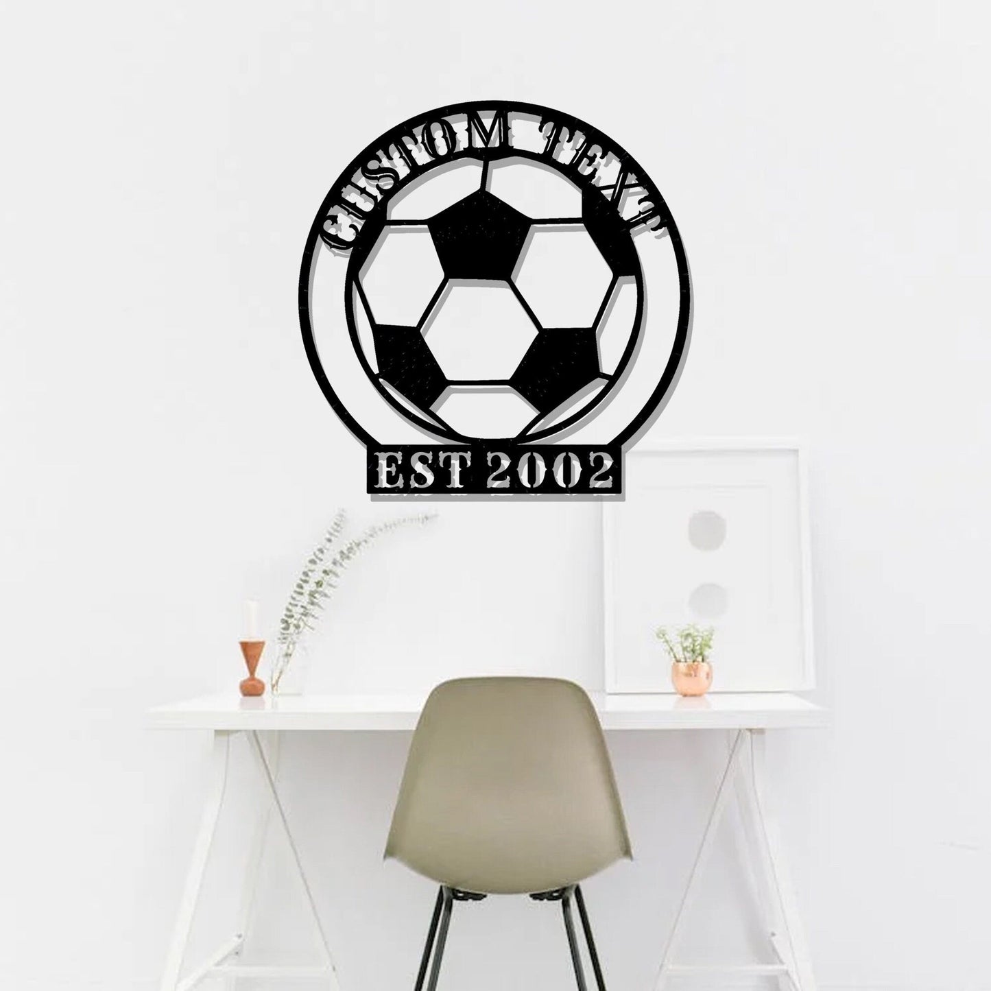 Personalized soccer metal sign, custom soccer name metal sign/World Cup gift/gift for him/metal wall art/LED light-emitting soccer wallsconce