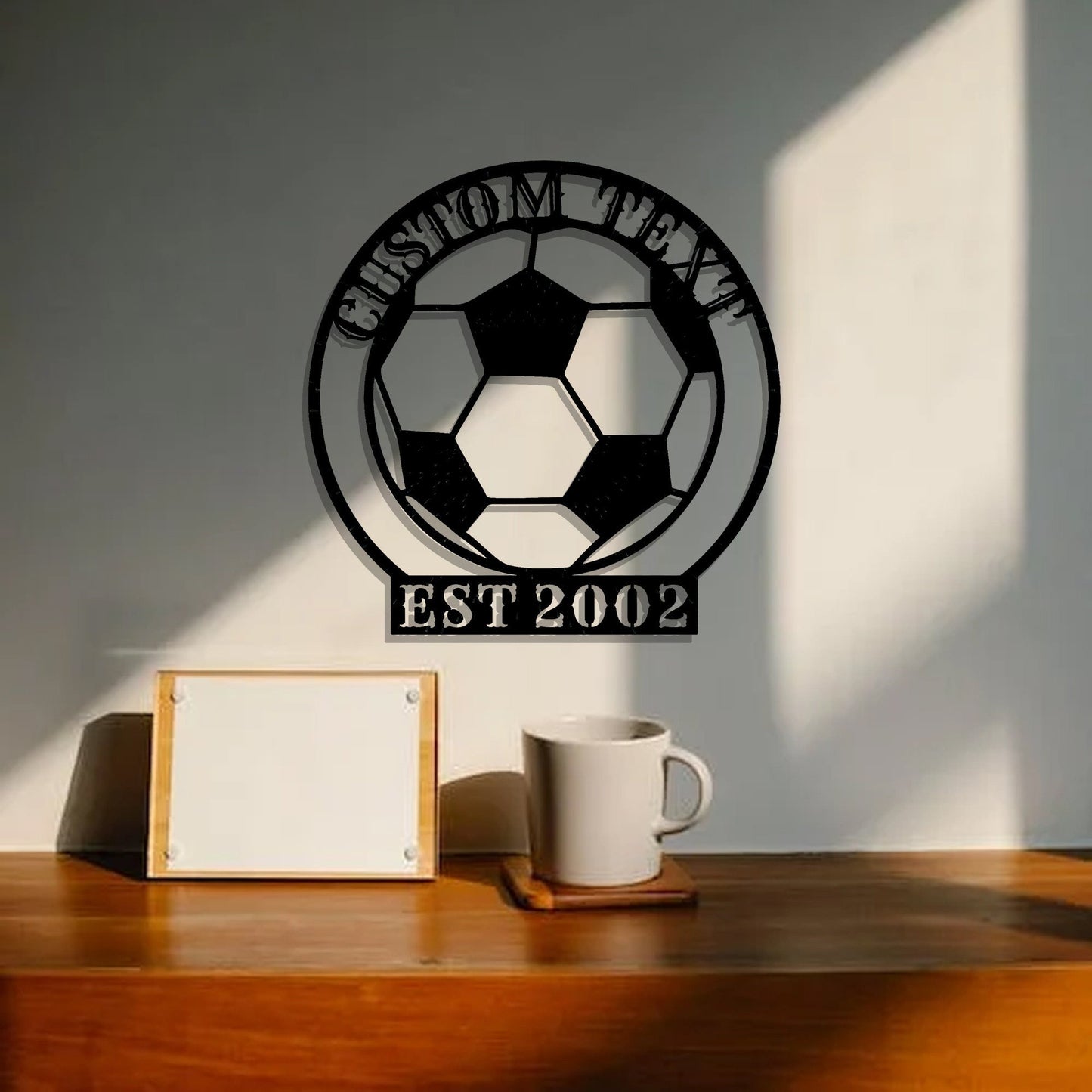 Personalized soccer metal sign, custom soccer name metal sign/World Cup gift/gift for him/metal wall art/LED light-emitting soccer wallsconce