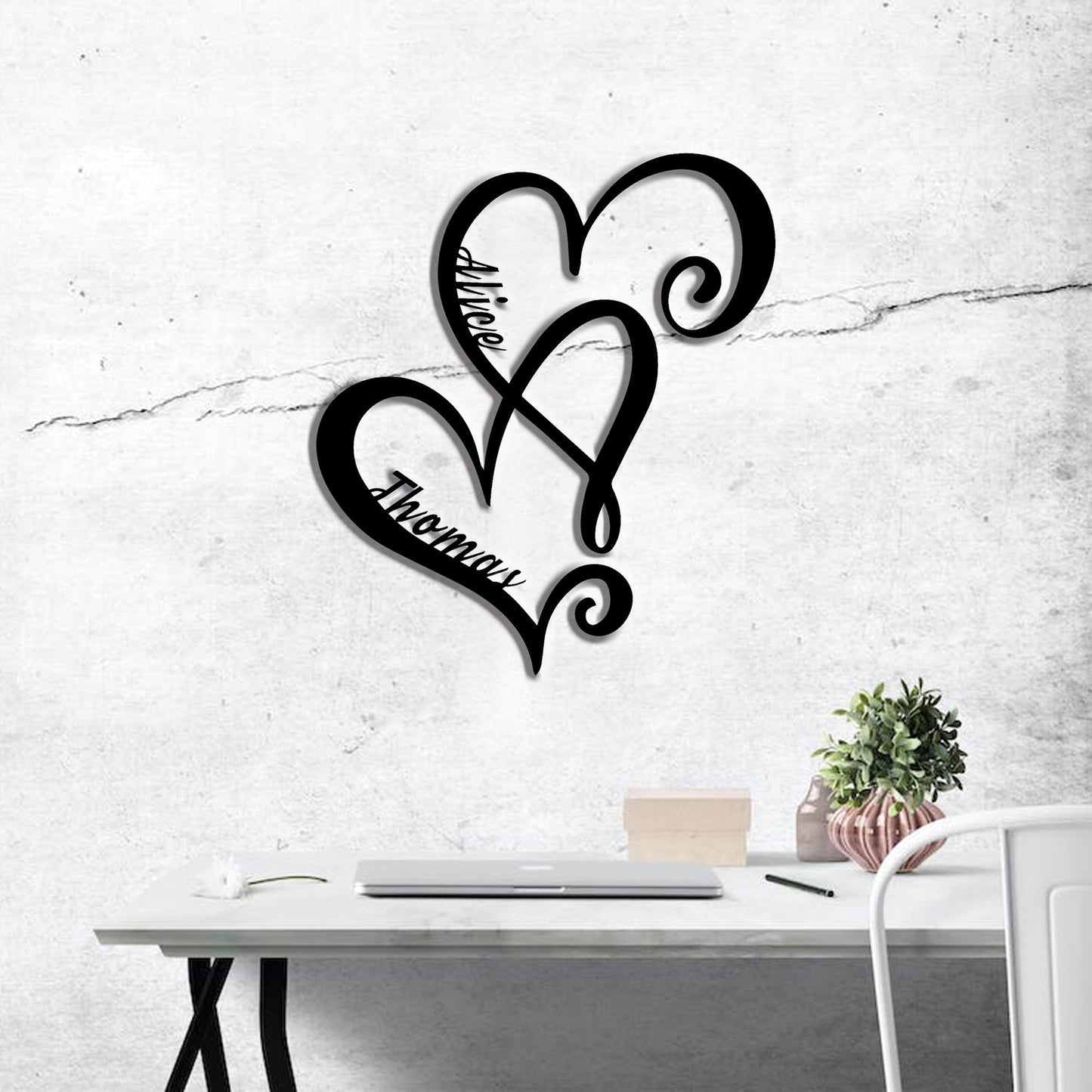 Personalized Infinity Heart Metal Wall Decor Art/customized heart-shaped metal sign/family name metal sign/holiday anniversary gift/LED sign
