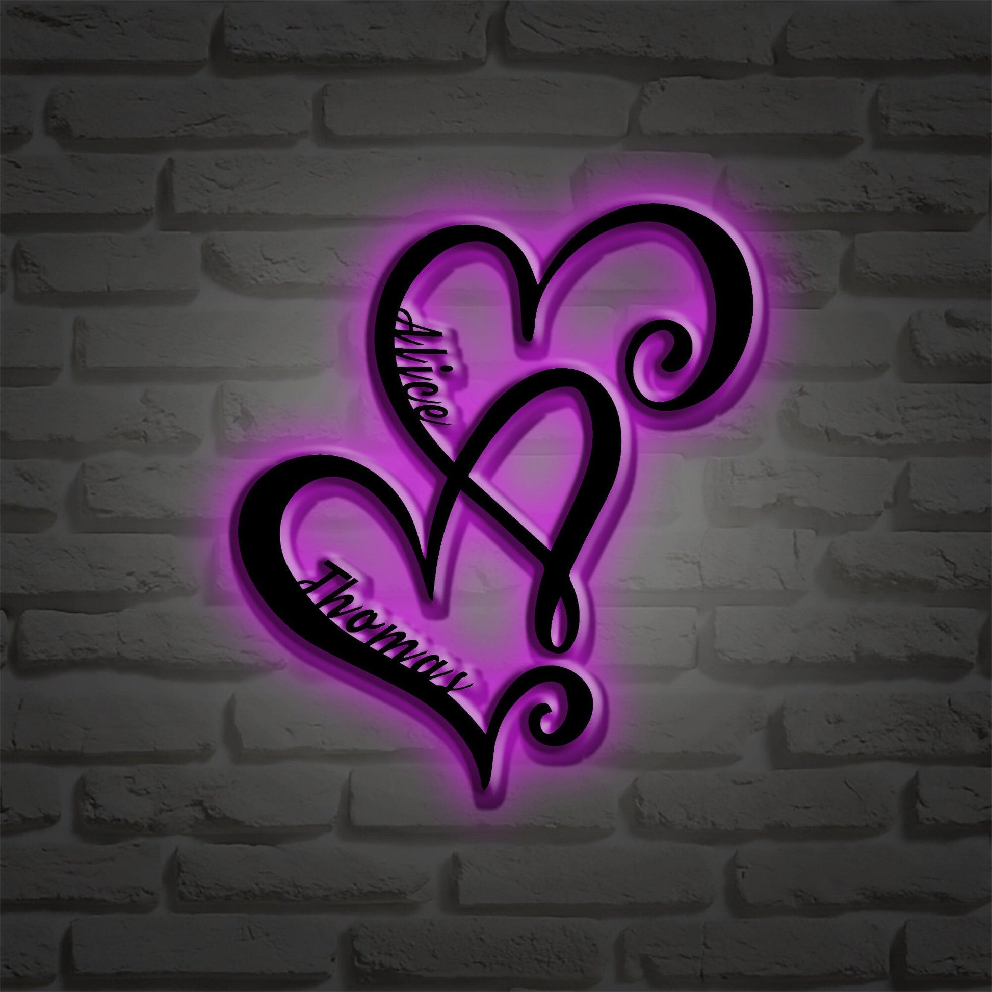 Personalized Infinity Heart Metal Wall Decor Art/customized heart-shaped metal sign/family name metal sign/holiday anniversary gift/LED sign