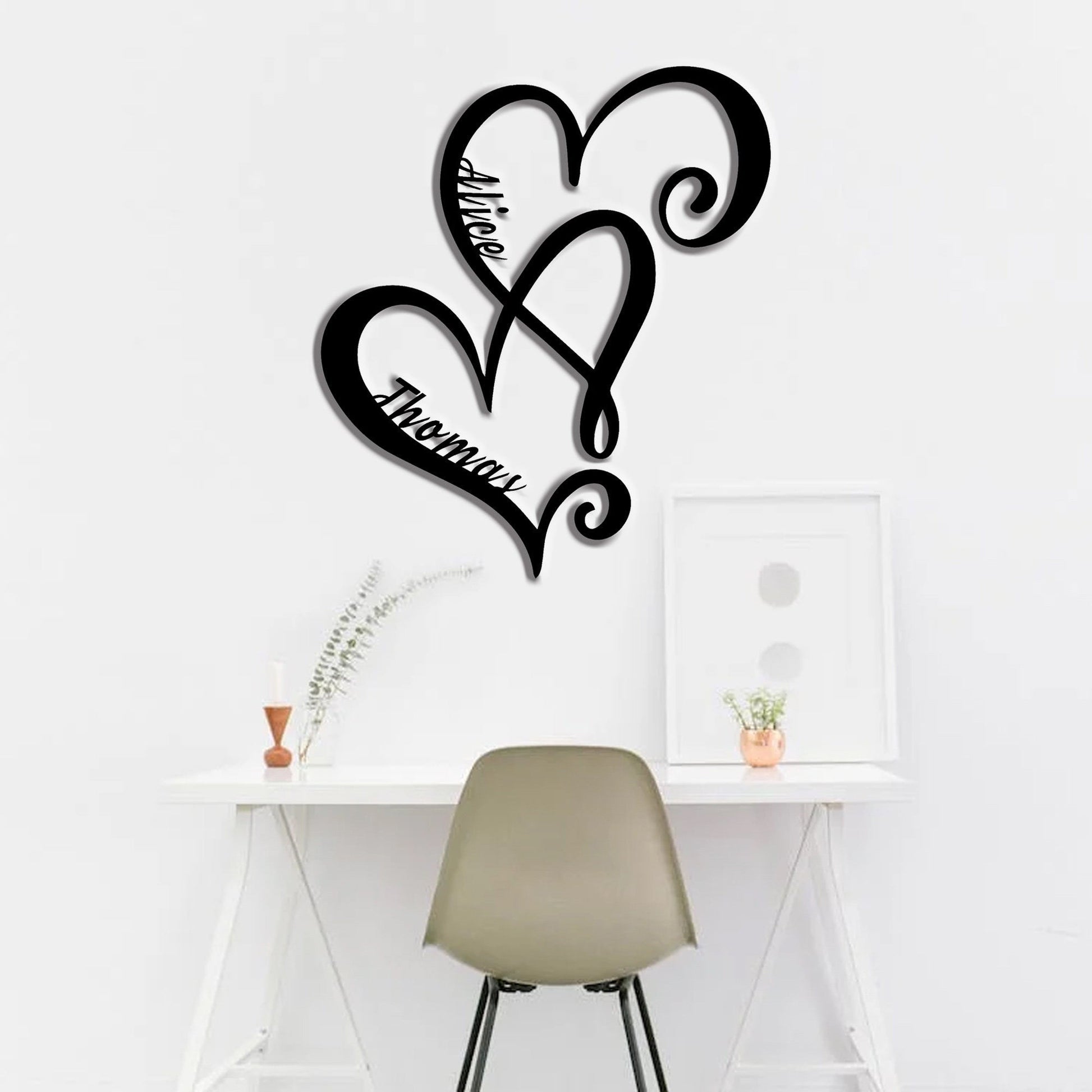 Personalized Infinity Heart Metal Wall Decor Art/customized heart-shaped metal sign/family name metal sign/holiday anniversary gift/LED sign