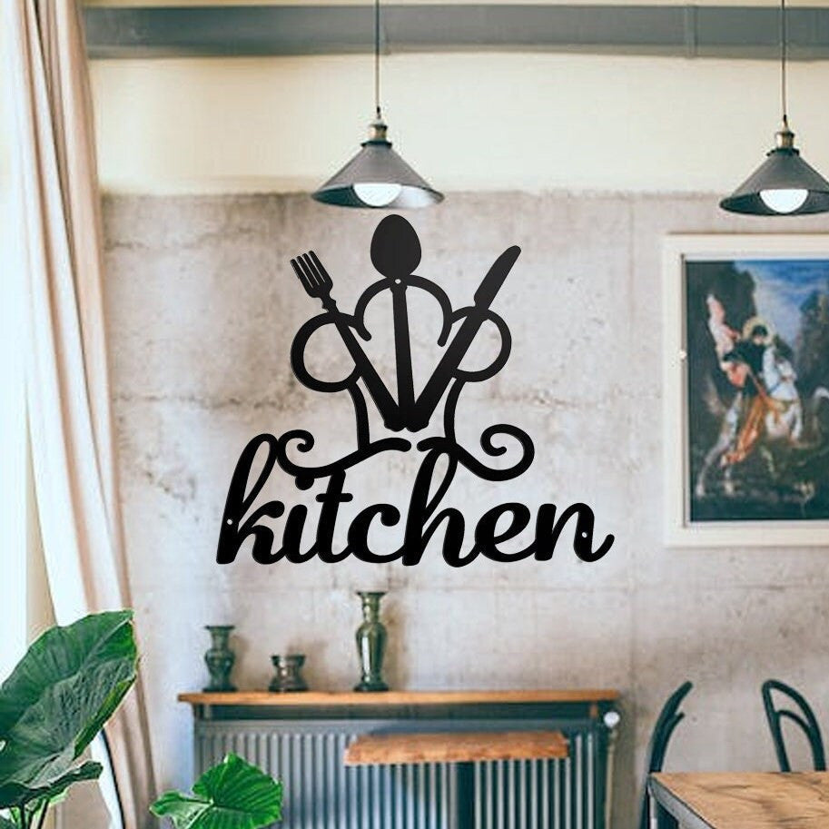 Customized Kitchen Wall Metal Sign, Hollowed Out Kitchen Wall Decor, Metal Wall Hanging, Fork Spoon Knife Wall Sign For Mom, Christmas Gift