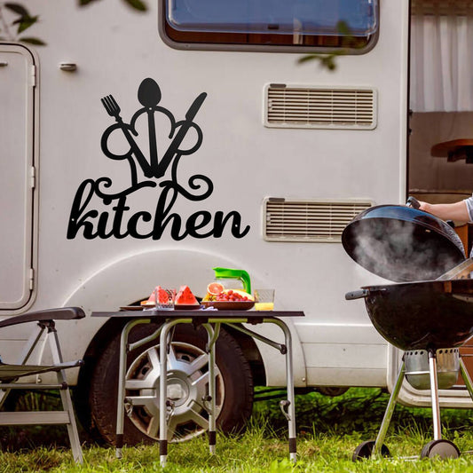 Customized Kitchen Wall Metal Sign, Hollowed Out Kitchen Wall Decor, Metal Wall Hanging, Fork Spoon Knife Wall Sign For Mom, Christmas Gift