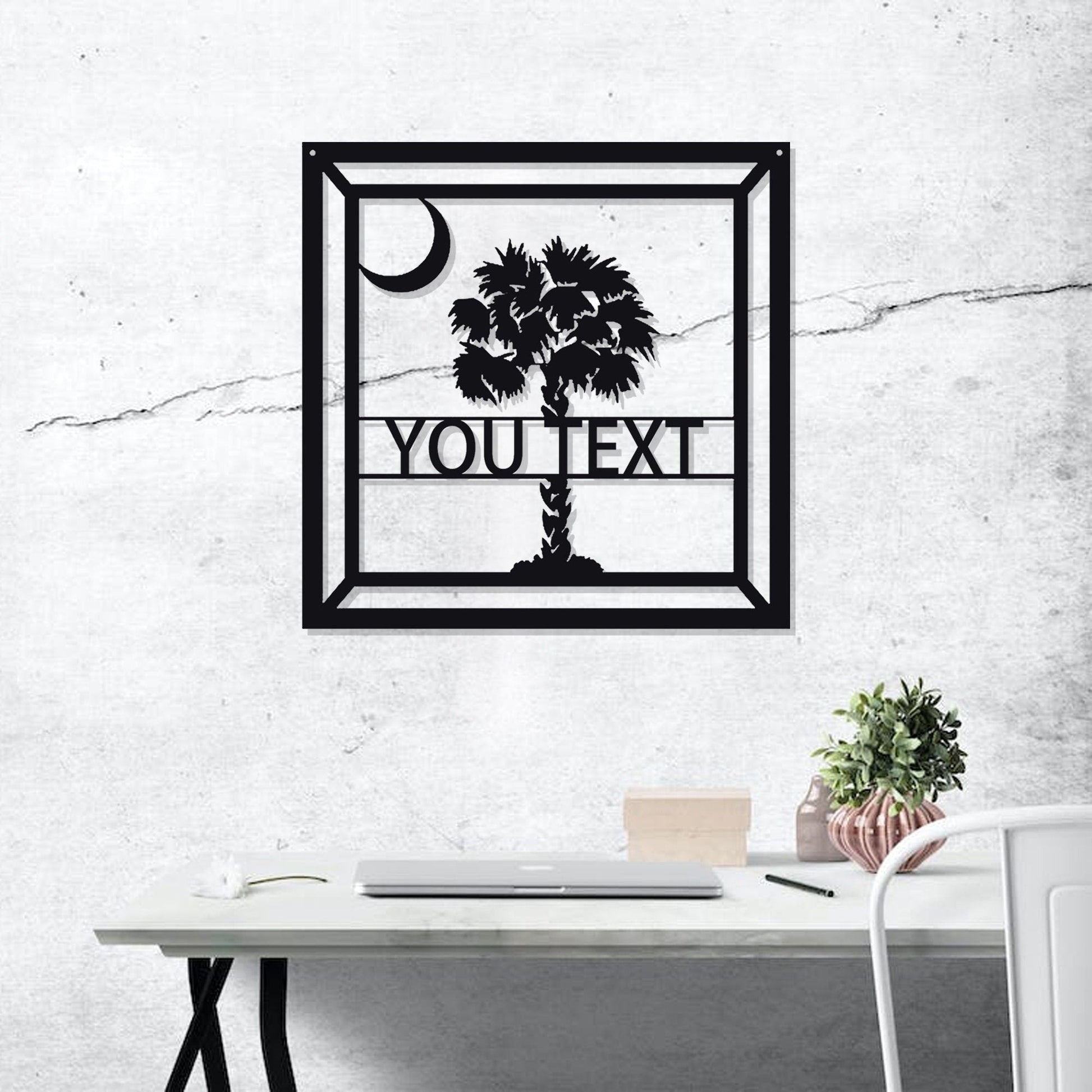 custom palm tree metal sign/personalized tropical patio or pool sign/outdoor metal sign/ornament/front door home sign/beach house/led sign