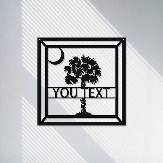 custom palm tree metal sign/personalized tropical patio or pool sign/outdoor metal sign/ornament/front door home sign/beach house/led sign