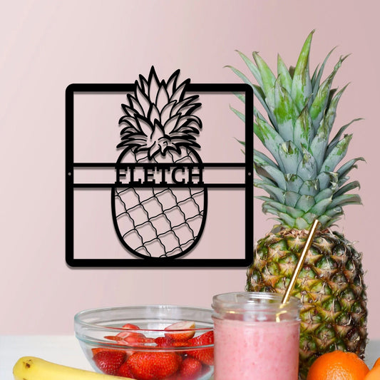 Personalized handmade Custom Metal Address Sign/PineappleMetal House Numbers/Pineapple Decor/Hawaiian Tropical Decor/Housewarming/LED Sign