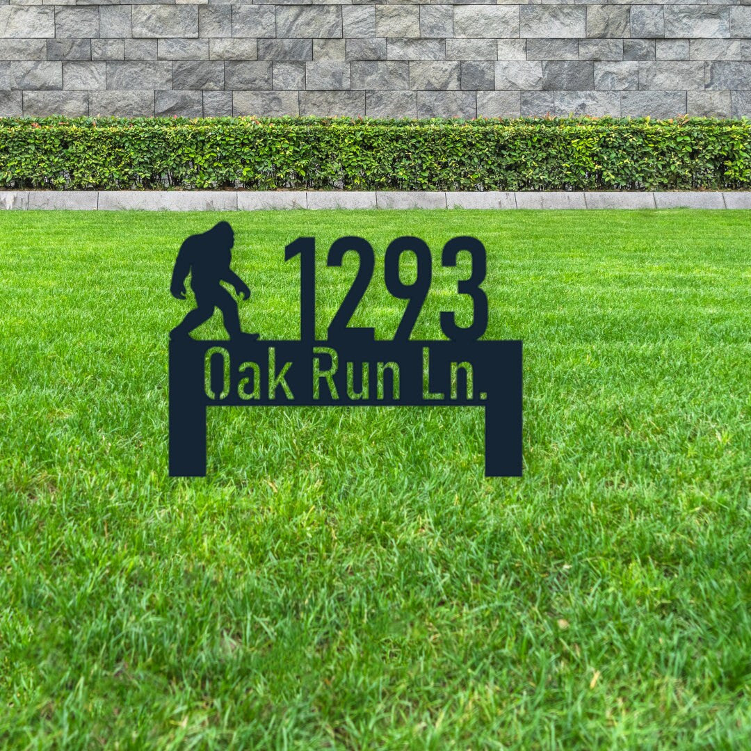 Lawn Address Metal Sign, Bigfoot Metal Address Yard Stake, Address Sign, House Number Sign, Address Sign, Housewarming Gift, Metal Sign