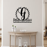 Wreath Monogram Family Name Metal Sign, Monogram Family Sign, Wreath Monogram Wall Decor, Metal Wall Decor, Housewarming Gift, Gift