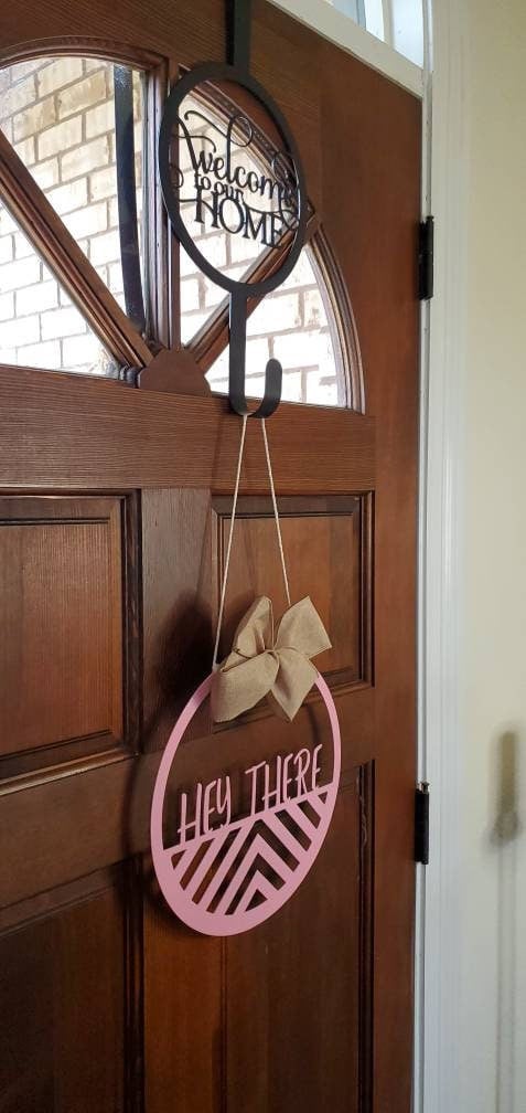 Welcome To Our Home Metal Door Hanger Holder, Metal Door Hanger Hook, Wreath Holder, Welcome Sign, Metal Sign, Door Hanger, Wreath Hook