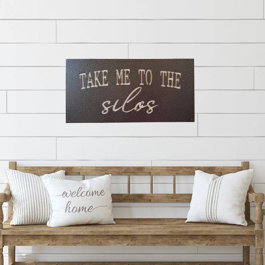 Take Me To The Silos Metal Wall Decor, Take Me To The Silos Signs, Farmhouse Decor, Living Room Decor, Entryway Decor, Metal Signs