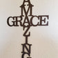 Amazing Grace Metal Cross, Amazing Grace Wall Decor, Cross Decor, Scripture Wall Art, Religious Gift, Metal Sign, Metal Words, Metal Cross