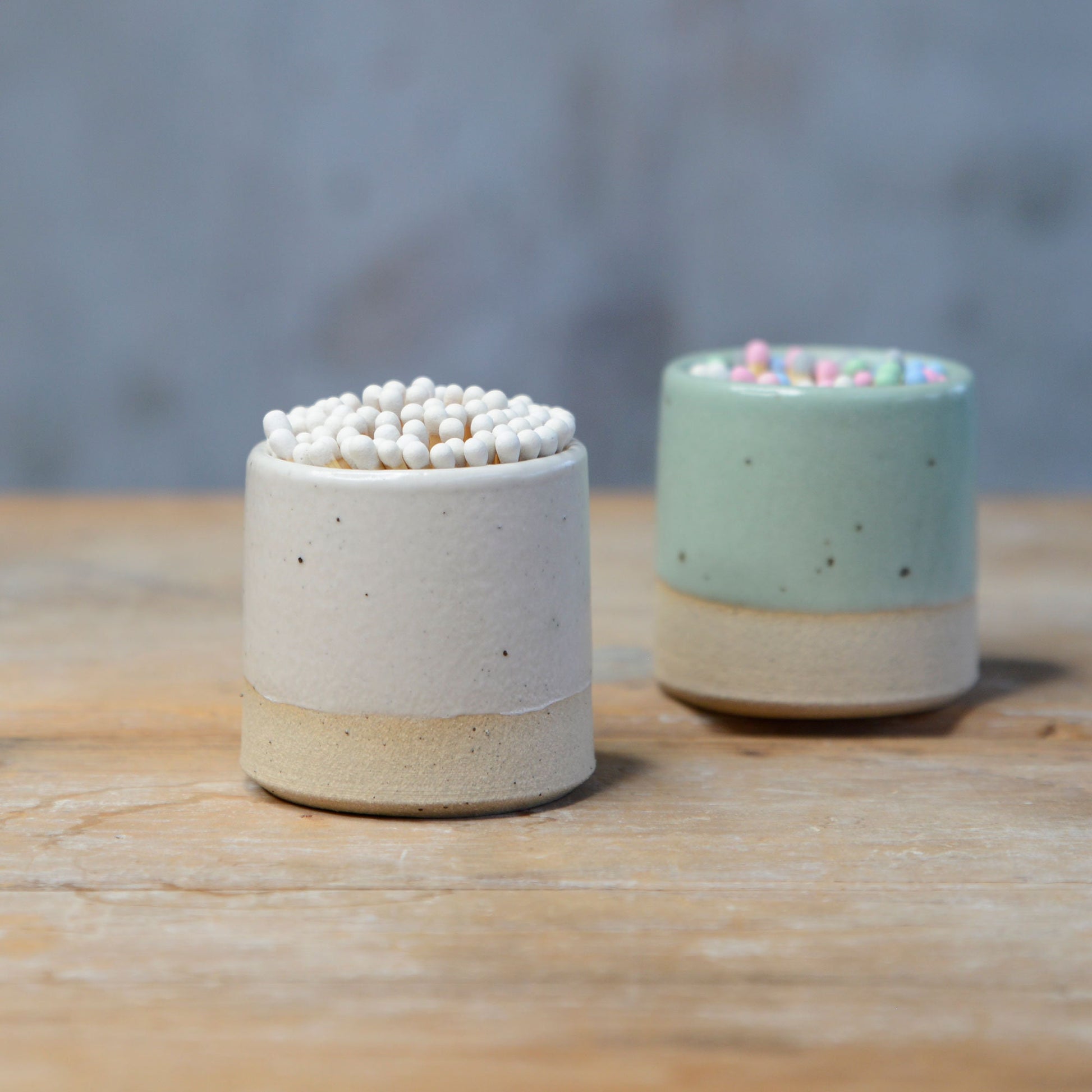 Match Striker Pot with Matches in Off-White