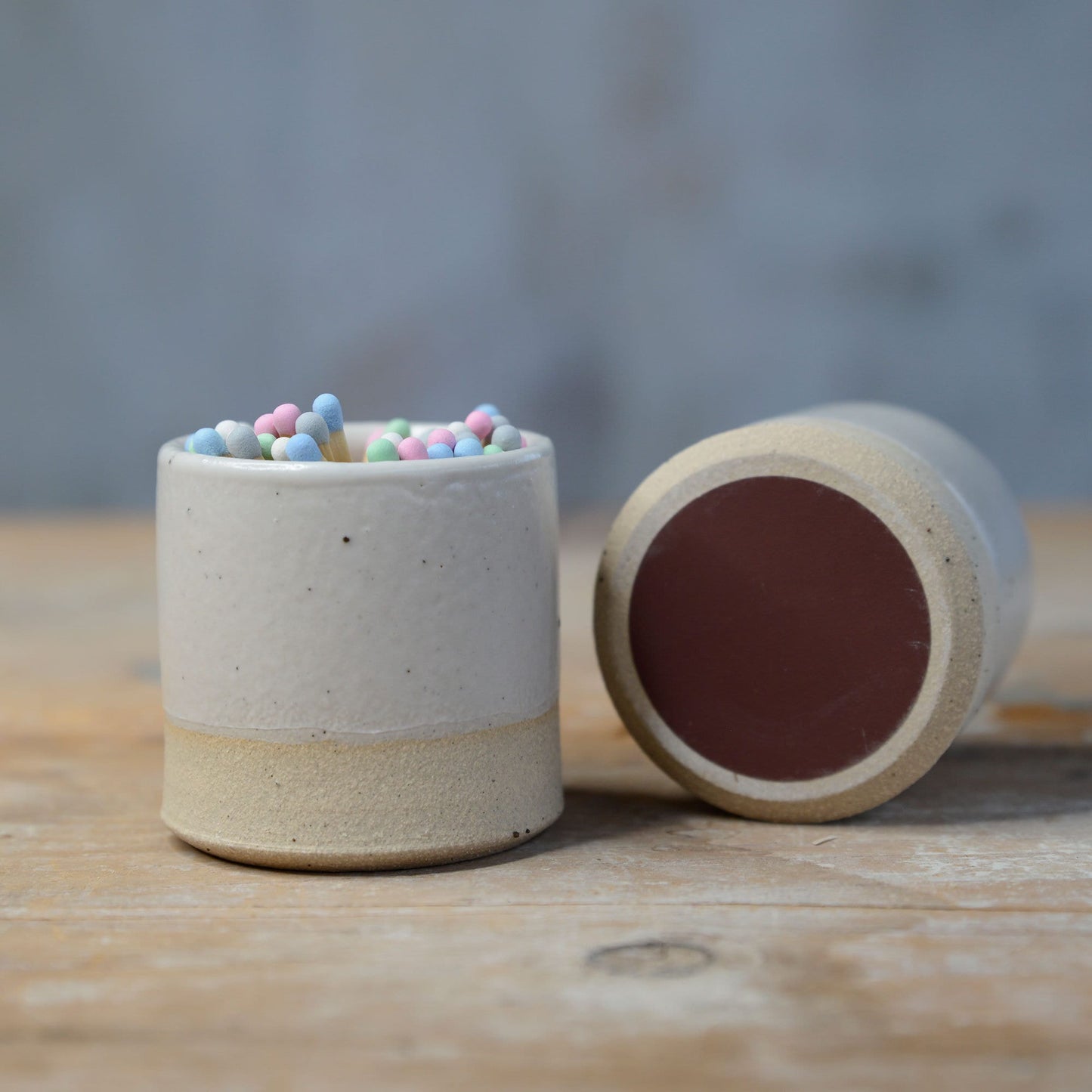 Match Striker Pot with Matches in Off-White