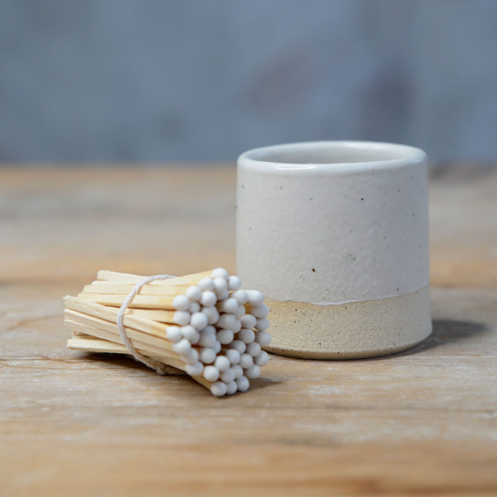 Match Striker Pot with Matches in Off-White