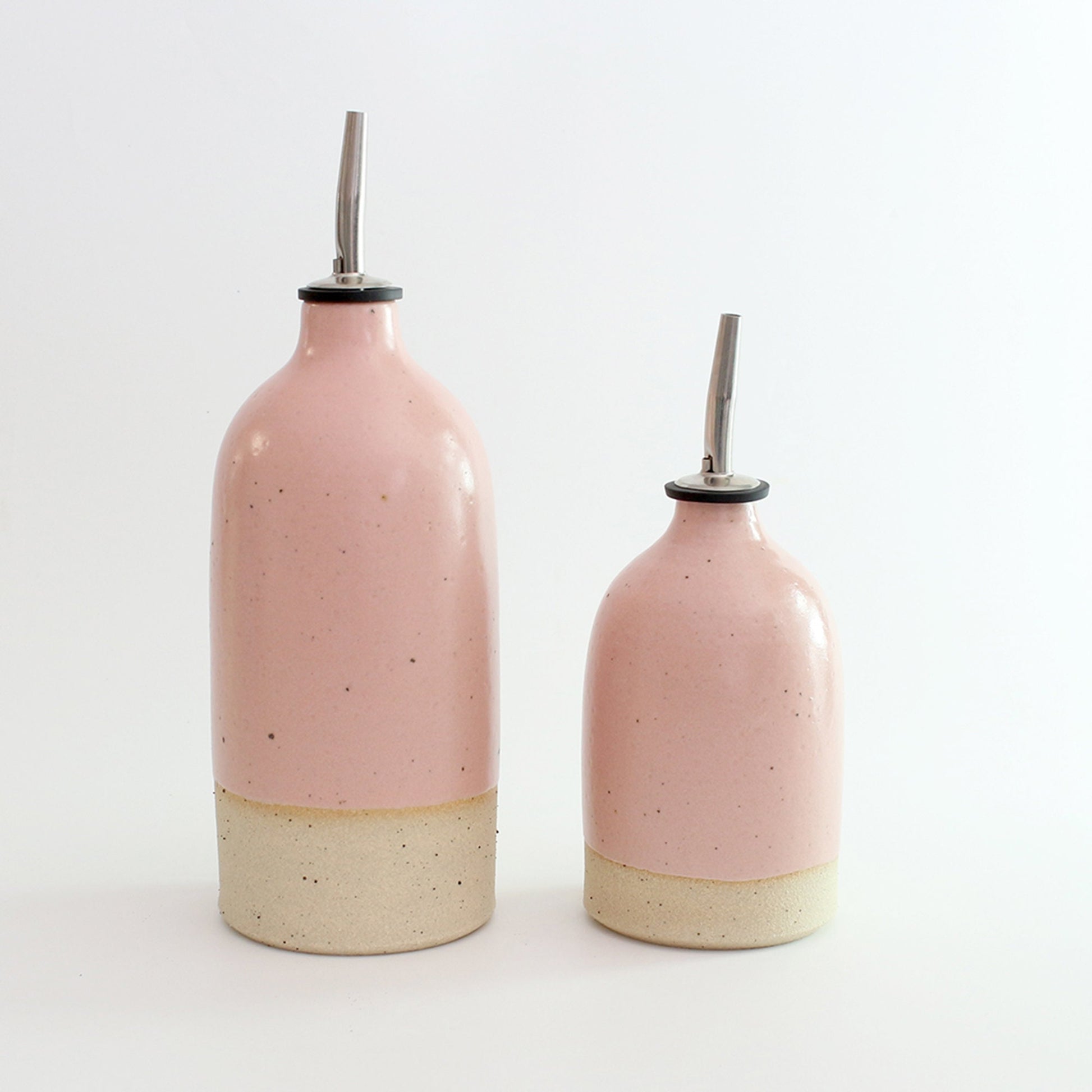 Handmade Pink Ceramic Oil Pourer in Small or Large