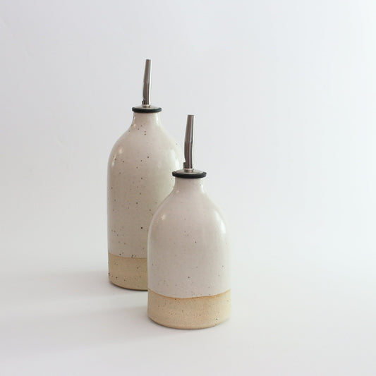 Handmade White Ceramic Oil Pourer in Small or Large
