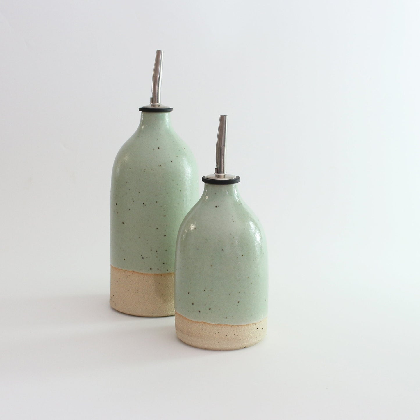 Handmade Green Ceramic Oil Pourer in Small or Large