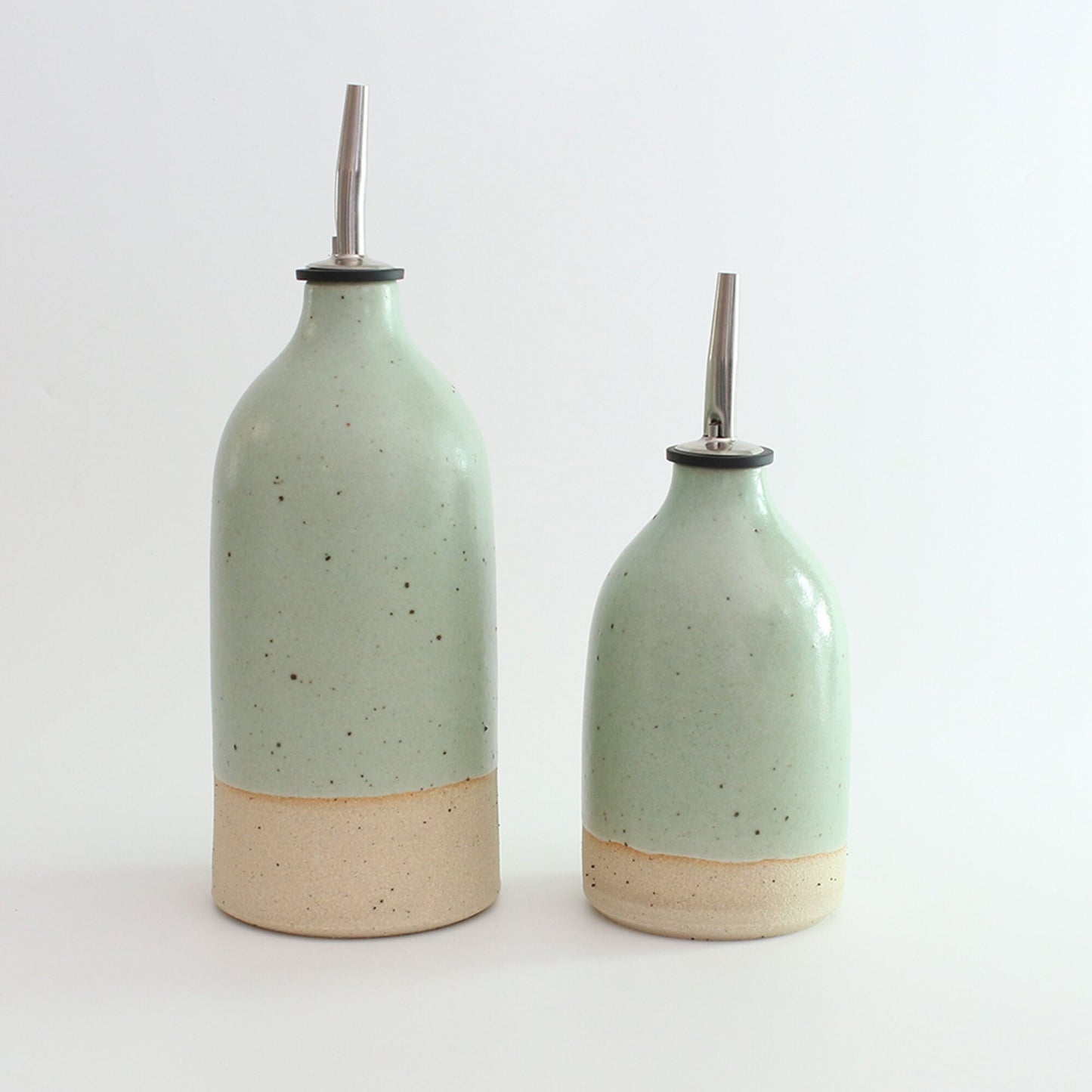 Handmade Green Ceramic Oil Pourer in Small or Large