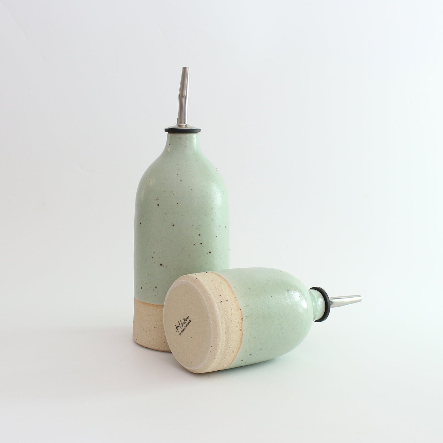 Handmade Green Ceramic Oil Pourer in Small or Large