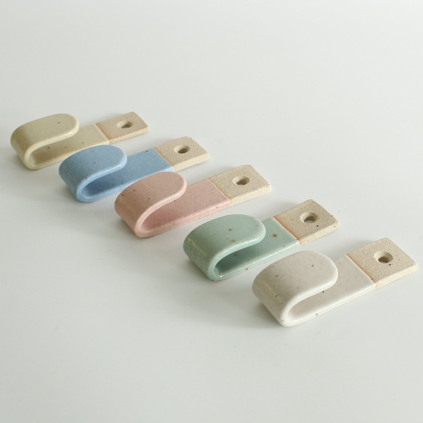 Handmade Pastel Stoneware Wall Hook: Rustic Chic Home Decor
