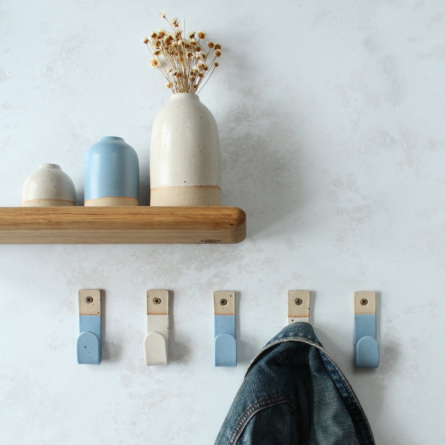 Handmade Pastel Stoneware Wall Hook: Rustic Chic Home Decor