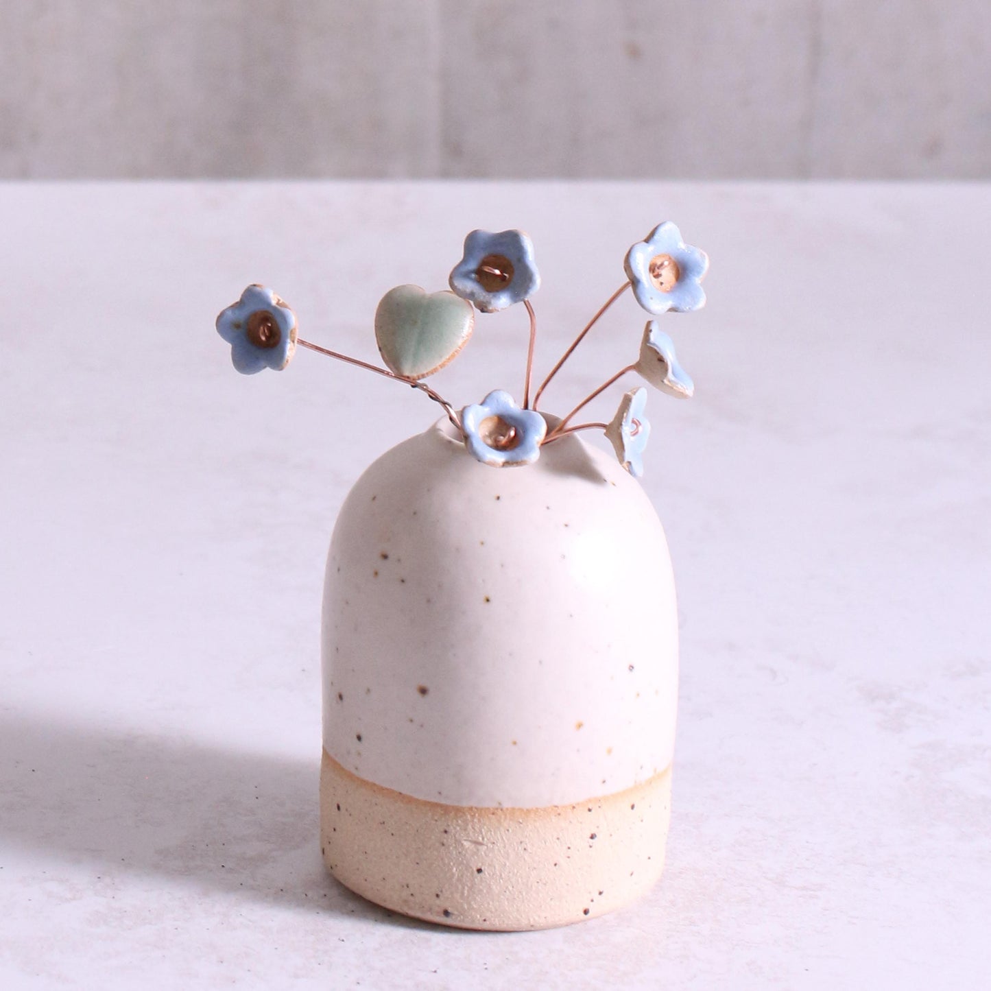 Forget-Me-Not Ceramic Flower Bouquet, Option of Add-On Ceramic Vase