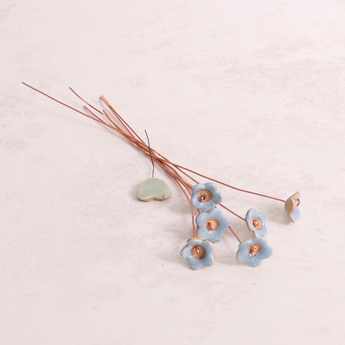 Forget-Me-Not Ceramic Flower Bouquet, Option of Add-On Ceramic Vase