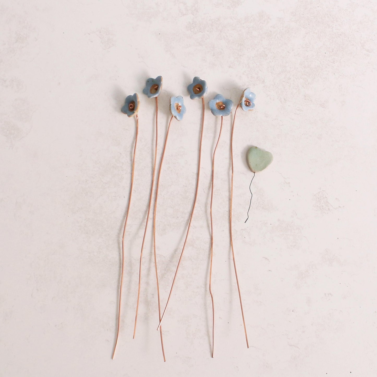 Forget-Me-Not Ceramic Flower Bouquet, Option of Add-On Ceramic Vase