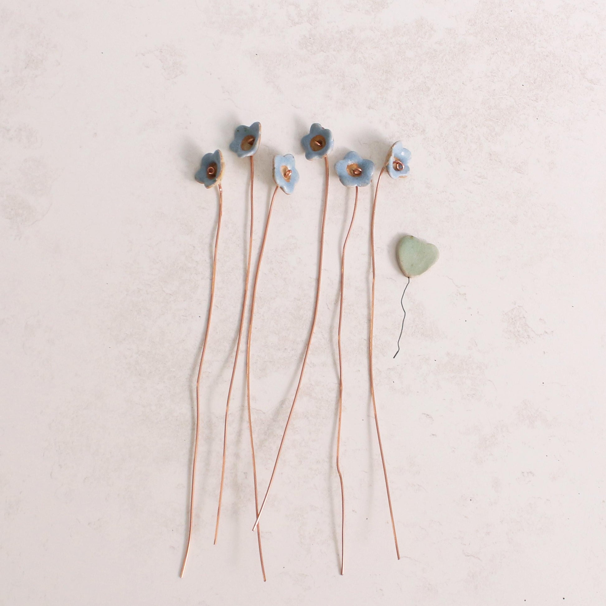Forget-Me-Not Ceramic Flower Bouquet, Option of Add-On Ceramic Vase