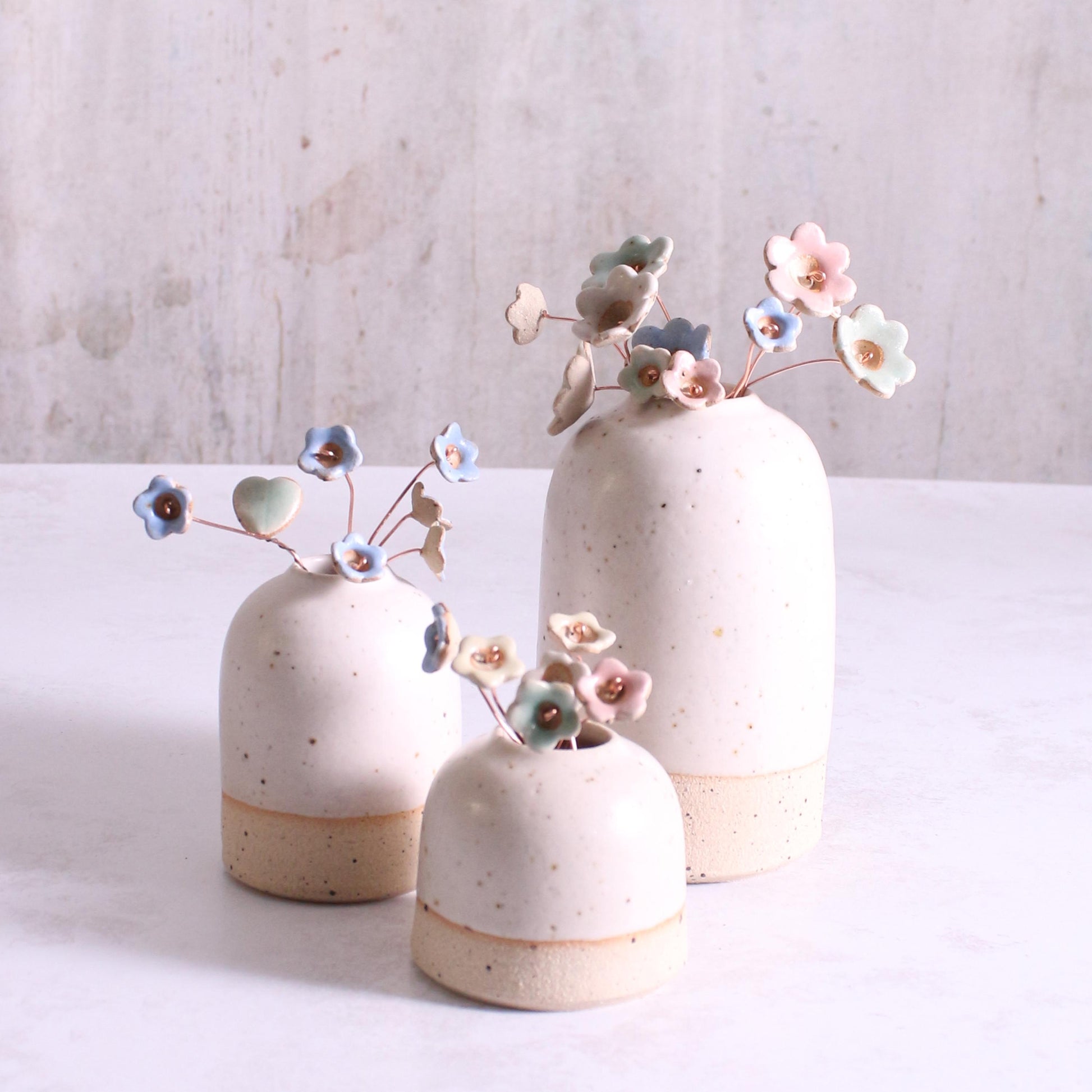 Forget-Me-Not Ceramic Flower Bouquet, Option of Add-On Ceramic Vase